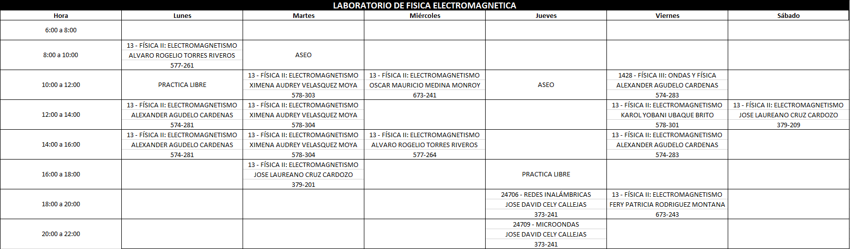 HORARIOS 2026-1