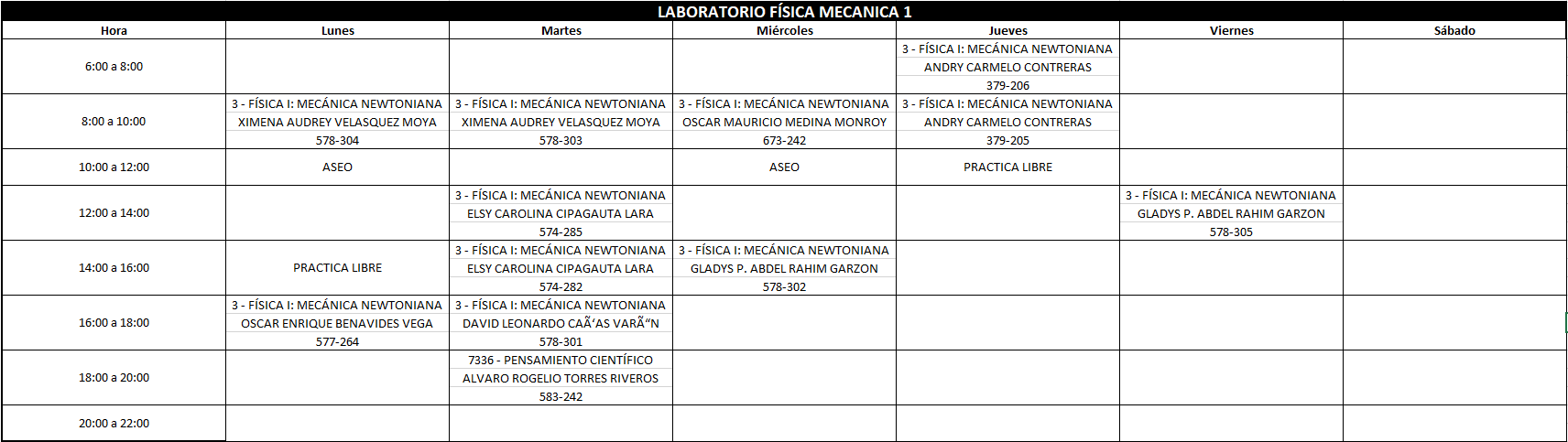 HORARIO 2026-1