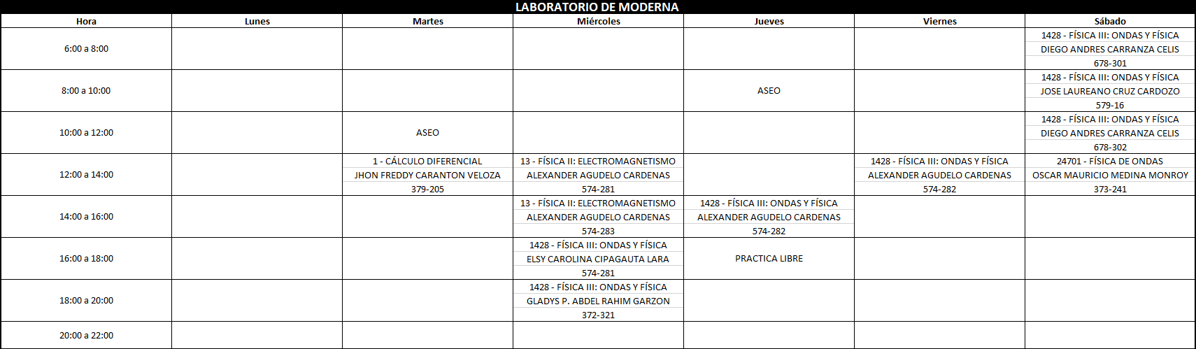 HORARIOS 2026-1