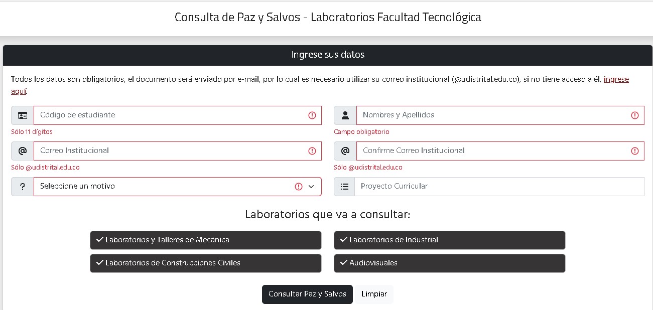Formulario paz y salvo